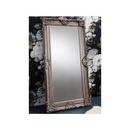 Kephri Silver Leaner Mirror 70 x 35,Ornate frame Antique silver finish