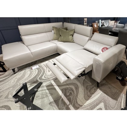 ATTILA- LHF Corner Sofa in Soleda Silver Grey Leather