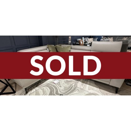 ATILLA- LHF Corner Sofa With Power Recliner in Soleda Silver Grey Leather