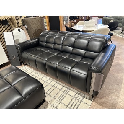 Viviana 3 Seater, Chair and Bench Stool in Black Leather