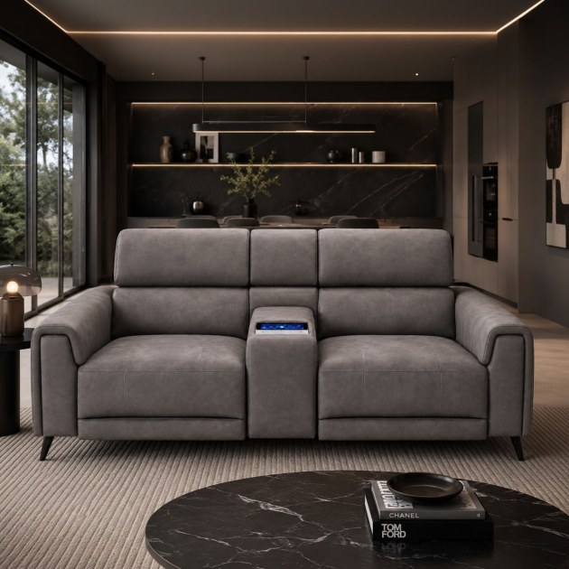 Carlo 3 Seater Power Recliner Sofa with Console, Speakers, Power Headrests & Heat Carlo 3 Seater Power Recliner Sofa with Console, Speakers, Power Headrests & Heat