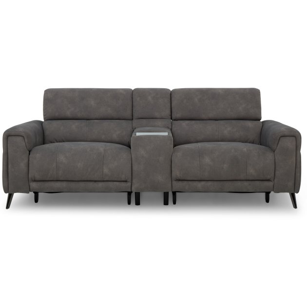 Carlo 3 Seater Power Recliner Sofa with Console, Speakers, Power Headrests & Heat