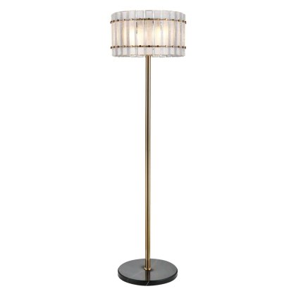 Feline Marble and Brass Floor Lamp