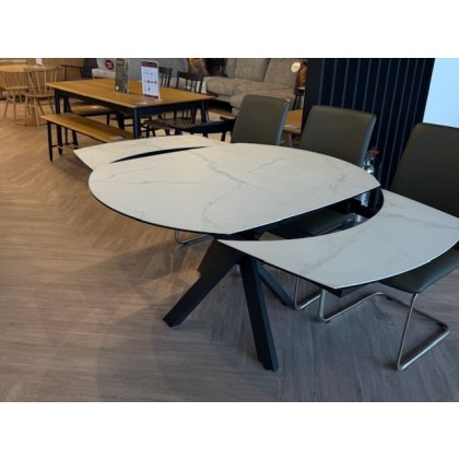 Giza Dining Table 130cm Swivel Matt Marble White