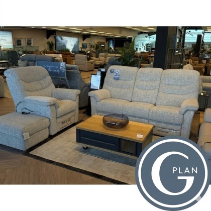 G-Plan Ledbury 3 Seater Power + Lift & Rise Chair + Storage Stool