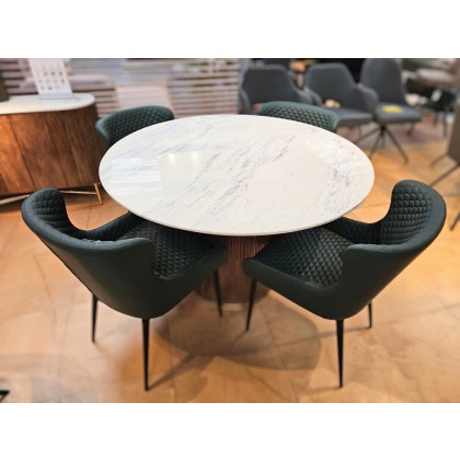 Crosby Marble Table + 4 Bottle Green Versa Chairs PU Crosby Marble Table + 4 Bottle Green Versa Chairs PU