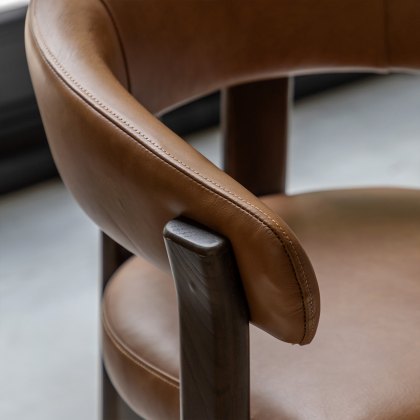 Onda Dining Chair- Brown Leather