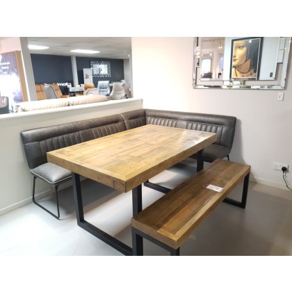 Halsey 140cm Extending Table, Corner Bench & Halsey Low Bench