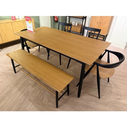 ERCOL MONZA MEDIUM EXTENDING DINING TABLE WITH CHAIRS & BENCH SET