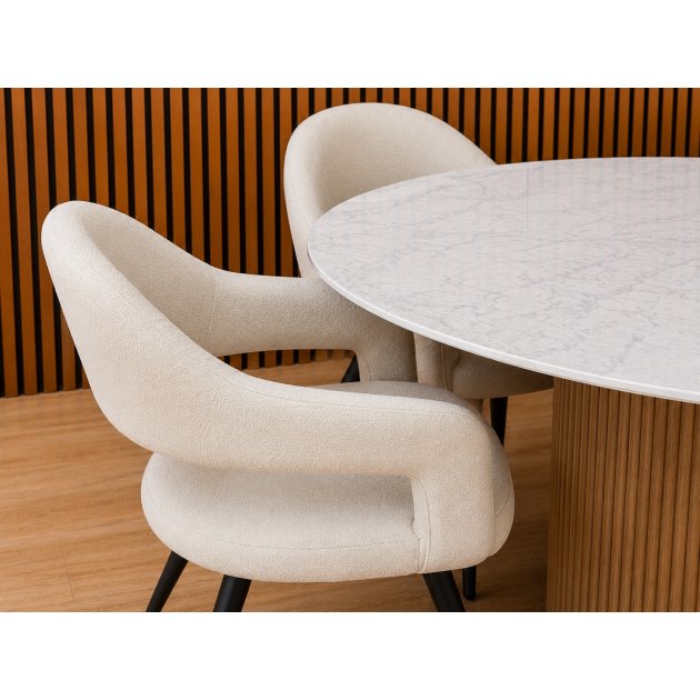 Raffi 120cm Round Dining Table with 4 x Jasmin Misty White Dining Chairs Raffi 120cm Round Dining Table with 4 x Jasmin Misty White Dining Chairs