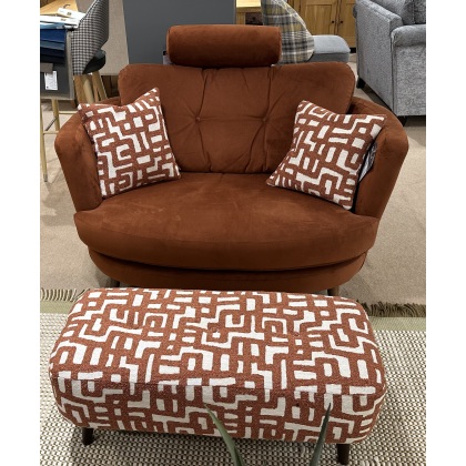 LOTTIE LARGE SOFA, OVAL CUDDLER & BENCH FOOTSTOOL