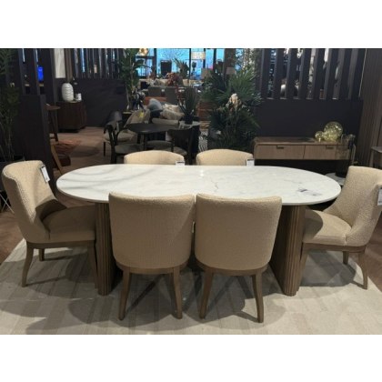 Marmo Marble Top Table + 6 Klevedon Boucle Chairs