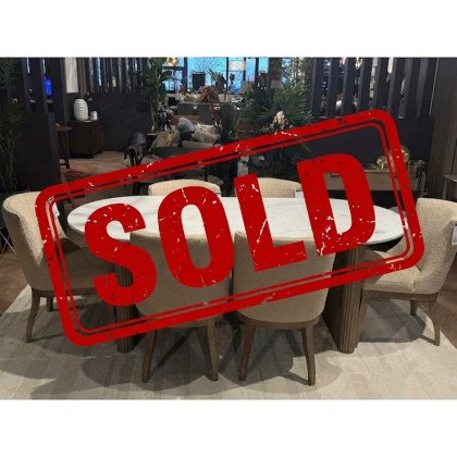 Marmo Marble Top Table + 6 Klevedon Boucle Chairs Marmo Marble Top Table + 6 Klevedon Boucle Chairs