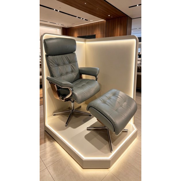 Stressless Erik Cross Chair & Stool - Medium Size
