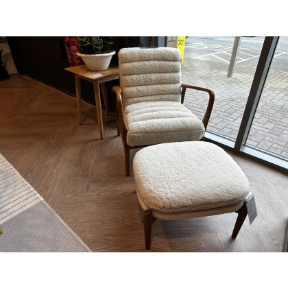 Datsun Chair and Stool in Cream Sheepkin Fabric
