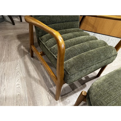 Datsun Chair and Stool in Green Fabric