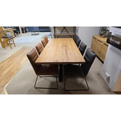 240cm Brockley Dining Table with 4x Grey Sam & 4x Tan Sam Dining Chairs