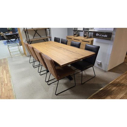 240cm Brockley Dining Table with 4x Grey Sam & 4x Tan Sam Dining Chairs