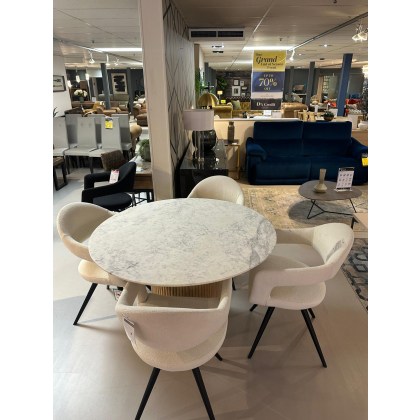 Raffi Round Dining Table & 4x Jasmine Chairs Misty White