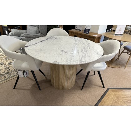 RAFFI DINING- 120cm ROUND DINING TABLE & 4 JASMINE CHAIRS
