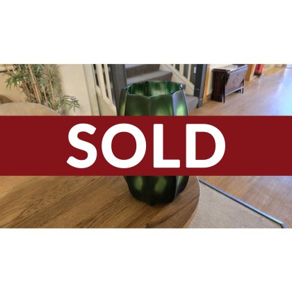 Large Thick Green Glass Vase