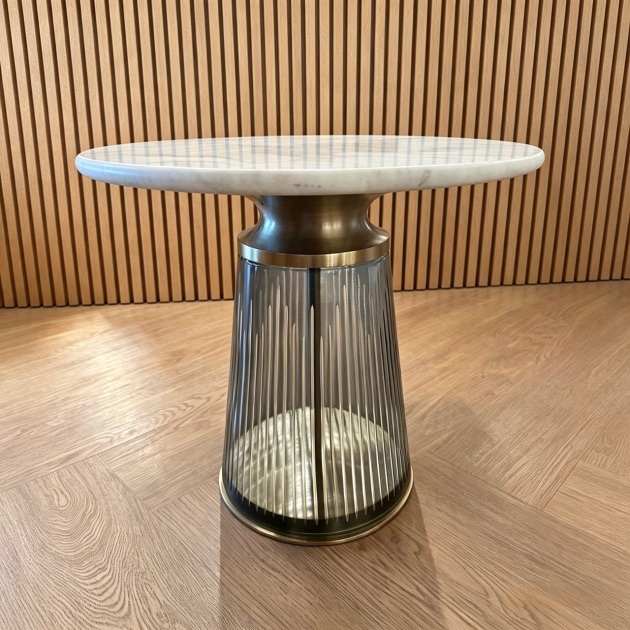 Seville Side Table in Blue and White (2x Available) Seville Side Table in Blue and White (2x Available)