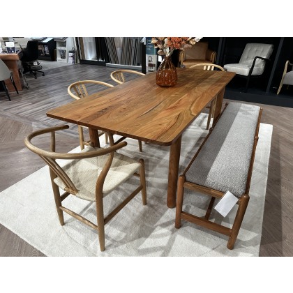Cannes Dining Table, Upholstered Bench and 4x Whitney Dining Chairs