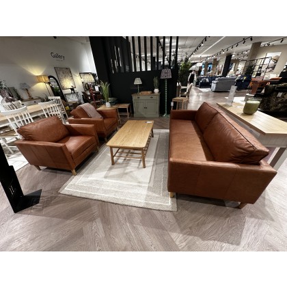 Osbourne 3 Seater Sofa and 2x Armchairs in Vintage Brown Leather