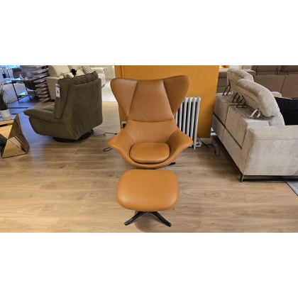 Stilo Chair& Footstool in Savoy Leather