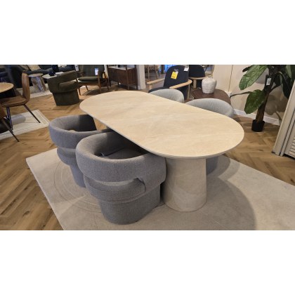 Pedro Dining Table & 4x Grey Sloane Dining Chairs