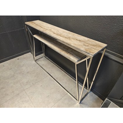 Stone Italia Bergamo Console Table Glam Travertine