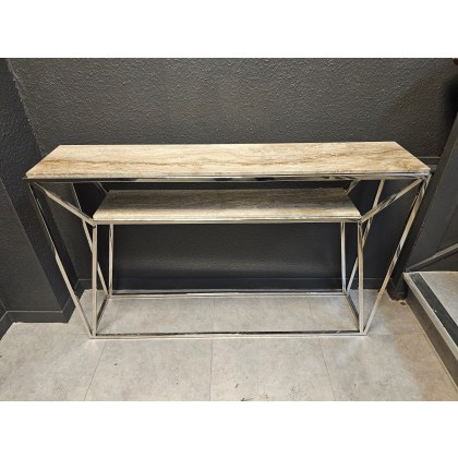 Stone Italia Bergamo Console Table Glam Travertine