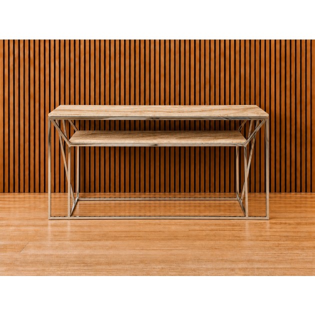 Stone Italia Bergamo Console Table Glam Travertine