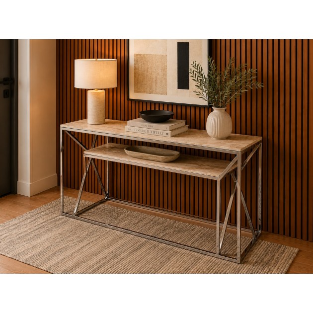 Stone Italia Bergamo Console Table Glam Travertine