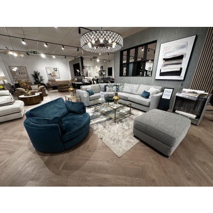 Alice Corner Sofa, Scatters Cushions, Swivel Chair & Storage Footstool