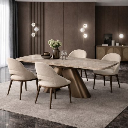 Blaire Ceramic Extending Dining Table & 4 Mira Dining Chairs