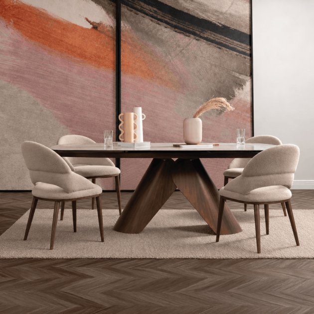 Blaire Ceramic Extending Dining Table & 4 Mira Dining Chairs