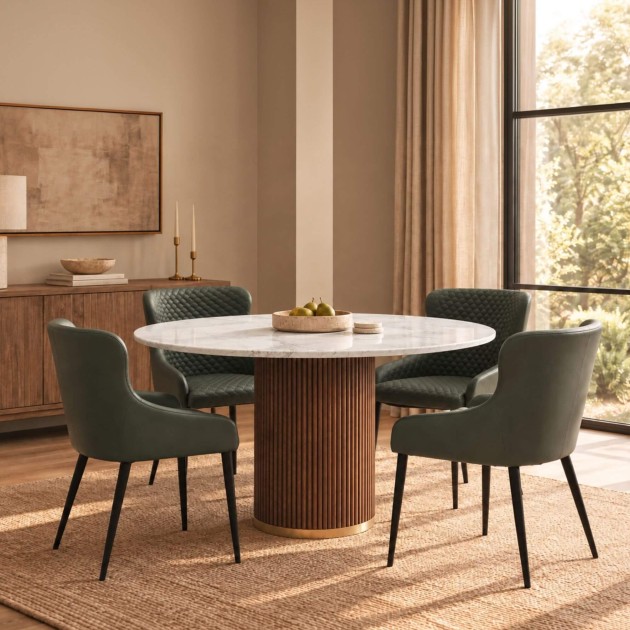 Crosby Round Dining Table & 4 Versa Dining Chairs Green Crosby Round Dining Table & 4 Versa Dining Chairs Green