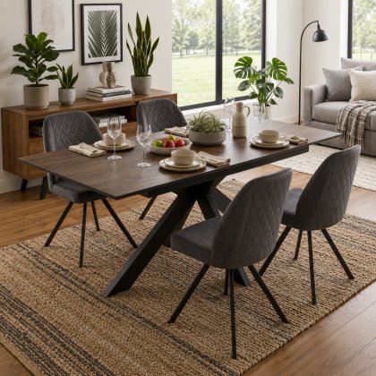 Fucino 160cm Pop Up Dining Table & 4 Swivel Dining Chairs Fucino 160cm Pop Up Dining Table & 4 Swivel Dining Chairs