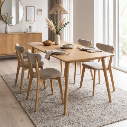 Hatfield 150cm Dining Table & 4 Dining Chairs Natural
