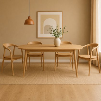 Madrid 200cm Dining Table & 4 Dining Chairs Oak Madrid 200cm Dining Table & 4 Dining Chairs Oak
