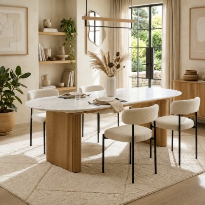 Marmo 200cm Dining Table + 4 Aveley Dining Chairs Vanilla Marmo 200cm Dining Table + 4 Aveley Dining Chairs Vanilla