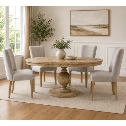 Vancouver 120cm Round Extending Dining Table & 4 Vancouver Chairs Vancouver 120cm Round Extending Dining Table & 4 Vancouver Chairs