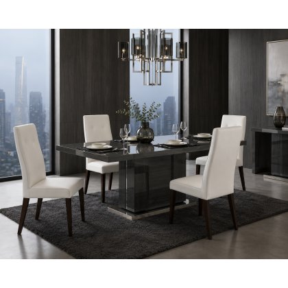 Keona Large Dining Table & 4 Eco Leather Chairs Grey Keona Large Dining Table & 4 Eco Leather Chairs Grey