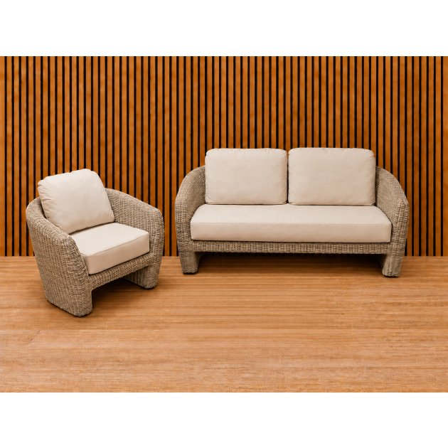 Outdoor Positano 2 Seater Sofa, Chair & Rozzano Coffee Table Set
