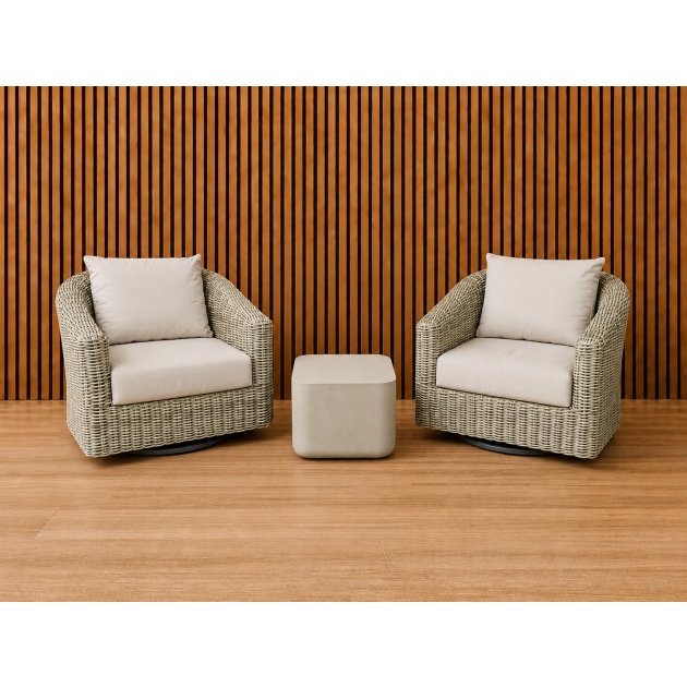 Outdoor Ragusa Swivel Chairs & Rozzano Side Table Set