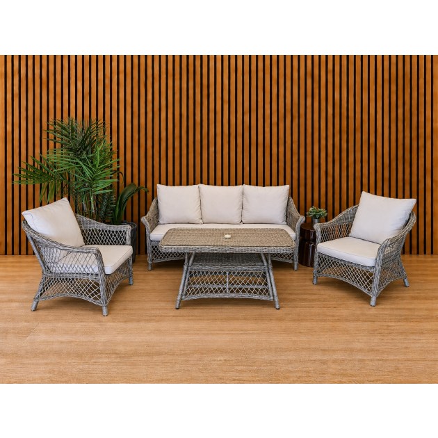 Outdoor Menton 3 Seater Sofa, Dinning Table & x2 Chairs