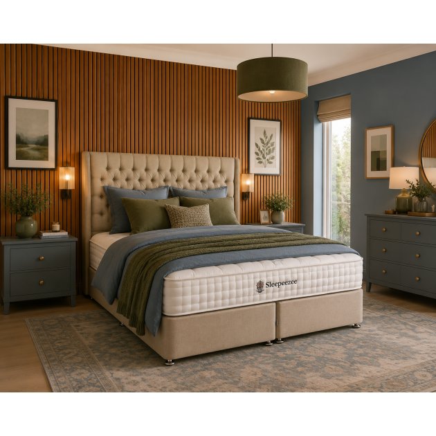 Sleepeezee Superking Shaftsbury 2600 Sprung Divan - Blossom Headboard - x4 Drawers
