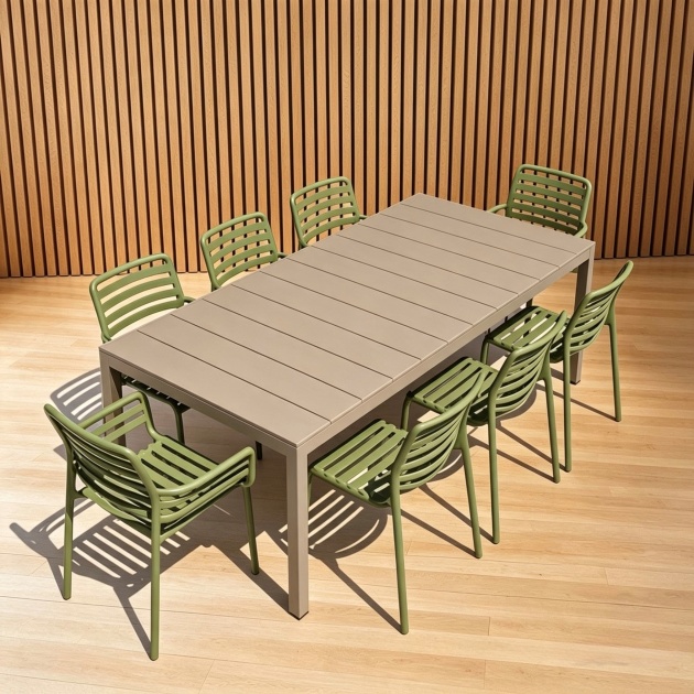 RIO 210cm Ext dining table and 8 chairs (2 x armchairs)