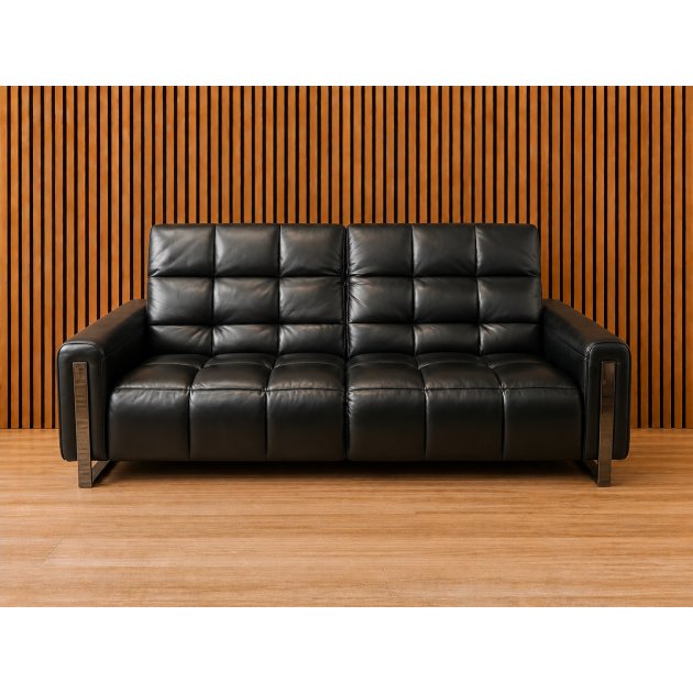 Viviana 3-seater, Single Chair and Footstool Set in Black leather Viviana 3-seater, Single Chair and Footstool Set in Black leather